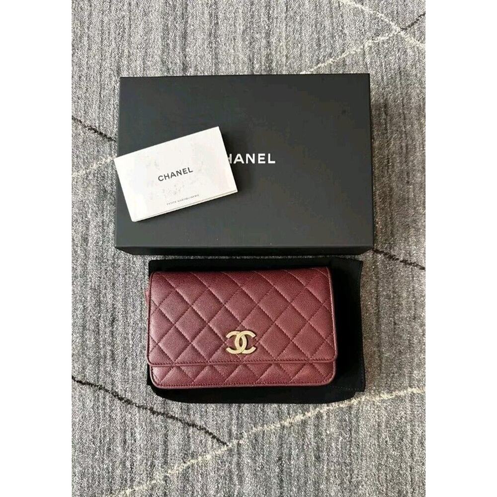 Lknw Chanel Wallet on Chain Quilted Lambskin CRANBERRY - Authentic